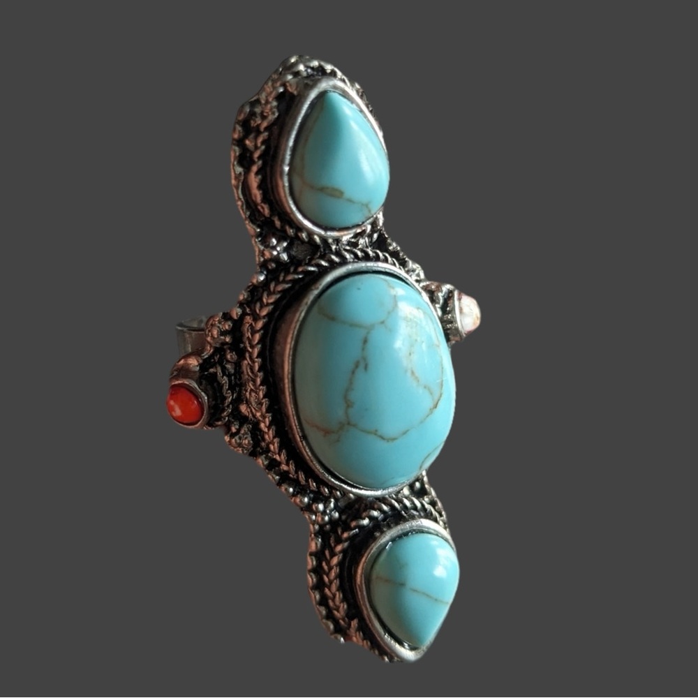 Aldo Faux Turquoise and Silver Filigree Ring